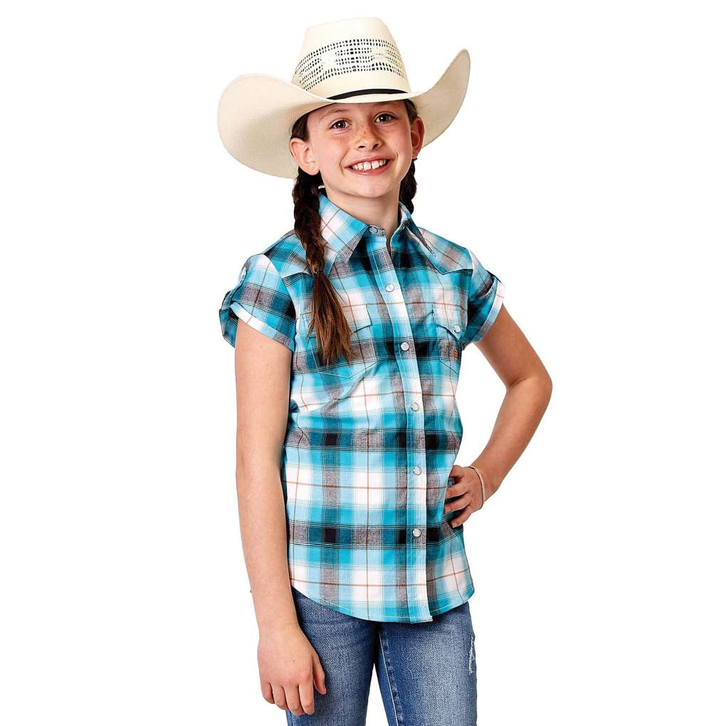 Roper Girls Amarillo 81278111 Short Sleeve Plaid Shirt