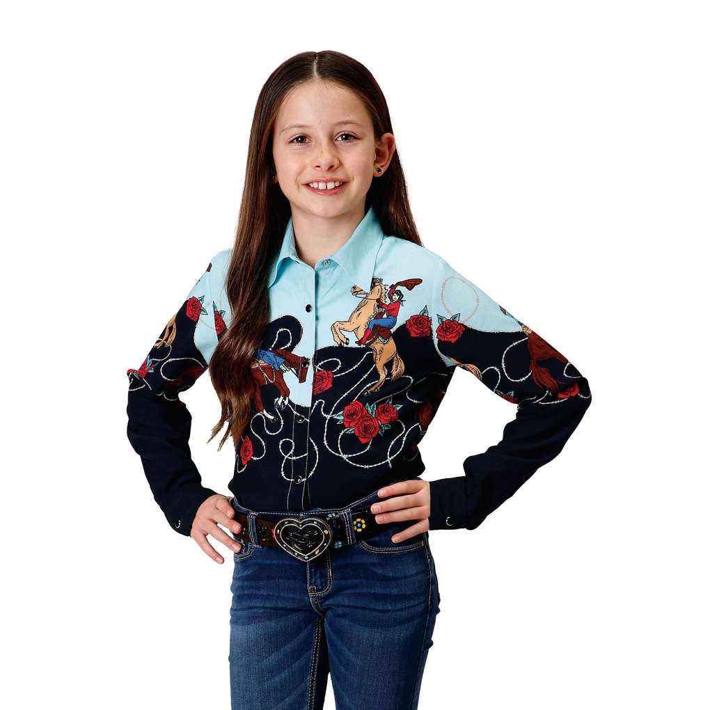 Roper Girls Five Star Cowgirl Rose Shirt