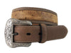 Roper Mens Ostrich Print Belt Brown/Tan