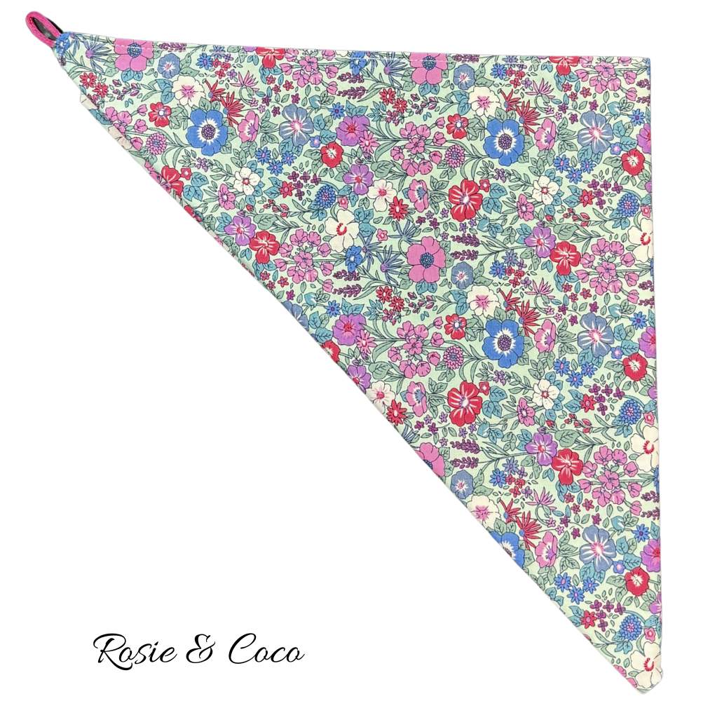 Rosie & Coco Scarf  Large Blue Pink Flowers