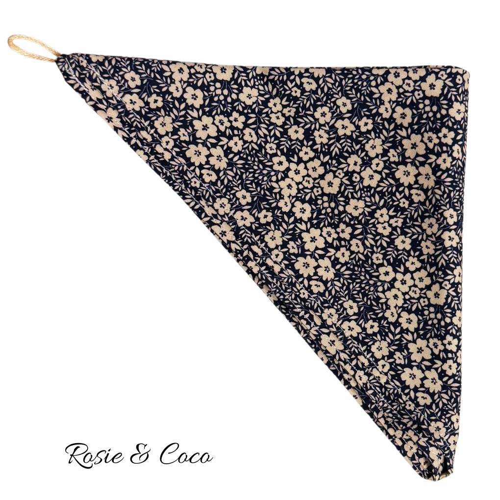 Rosie & Coco Scarf Navy With Cream Flower