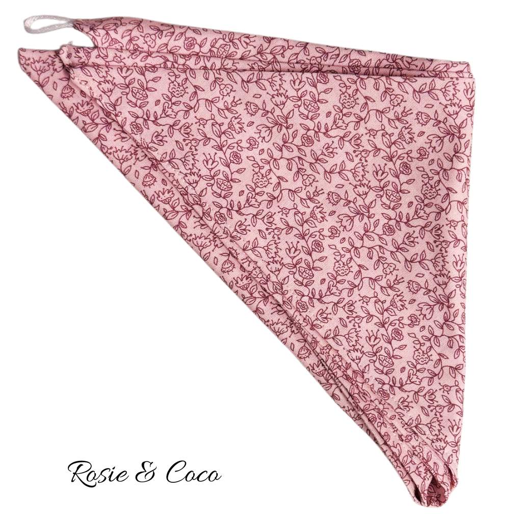 Rosie & Coco Scarf Pink With Maroon Flowers