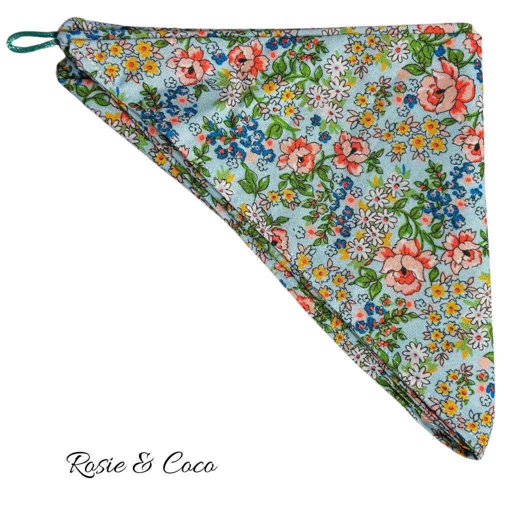 Rosie &amp; Coco Scarf Light Blue With Large Pink Flowers