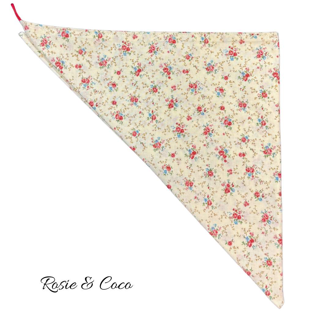 Rosie & Coco Scarf White With Small Pink Blue Flowers