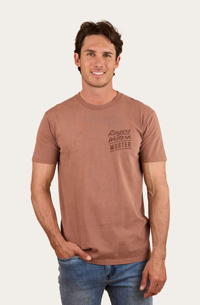 Ringers Western Mens Ringers of the Sky Tee - Saddle Brown