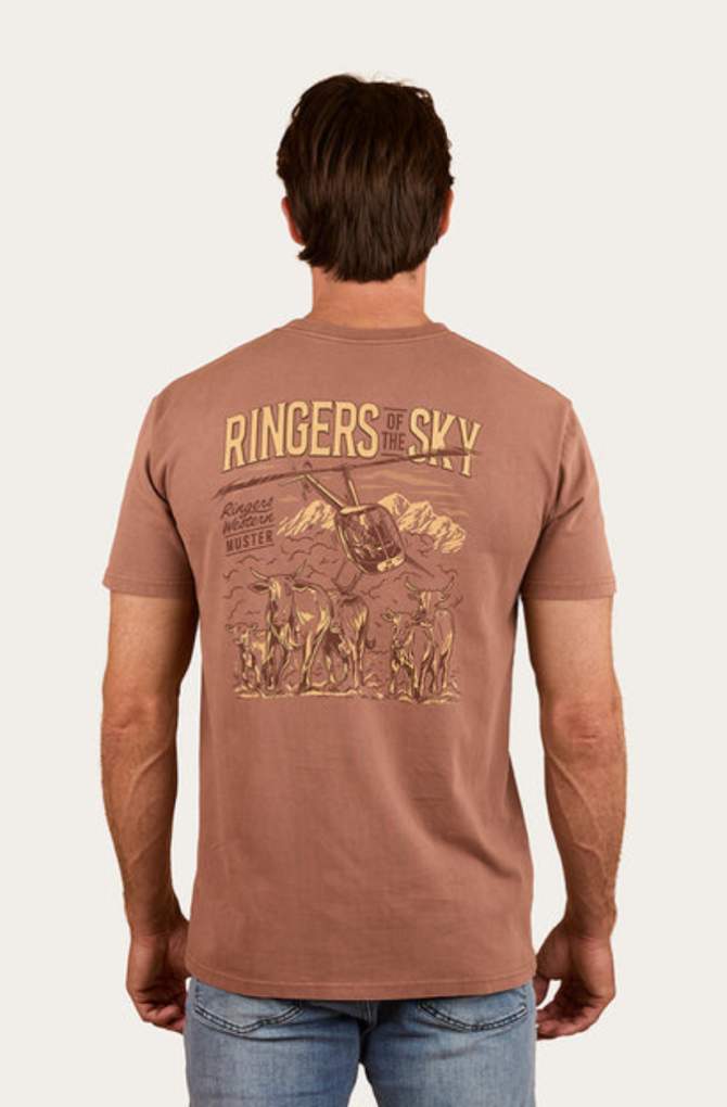 Ringers Western Mens Ringers of the Sky Tee - Saddle Brown