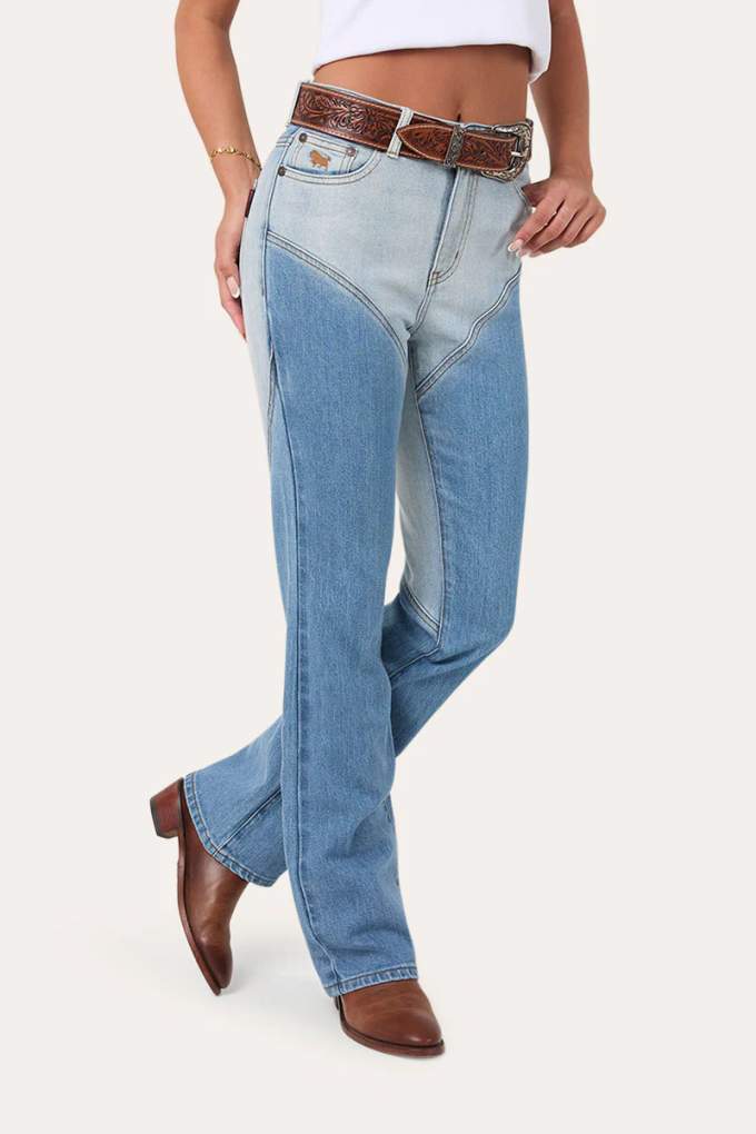Ringers Western Ladies Francesca Reg High Rise Vintage Blue/Dark Mid Blue Jeans