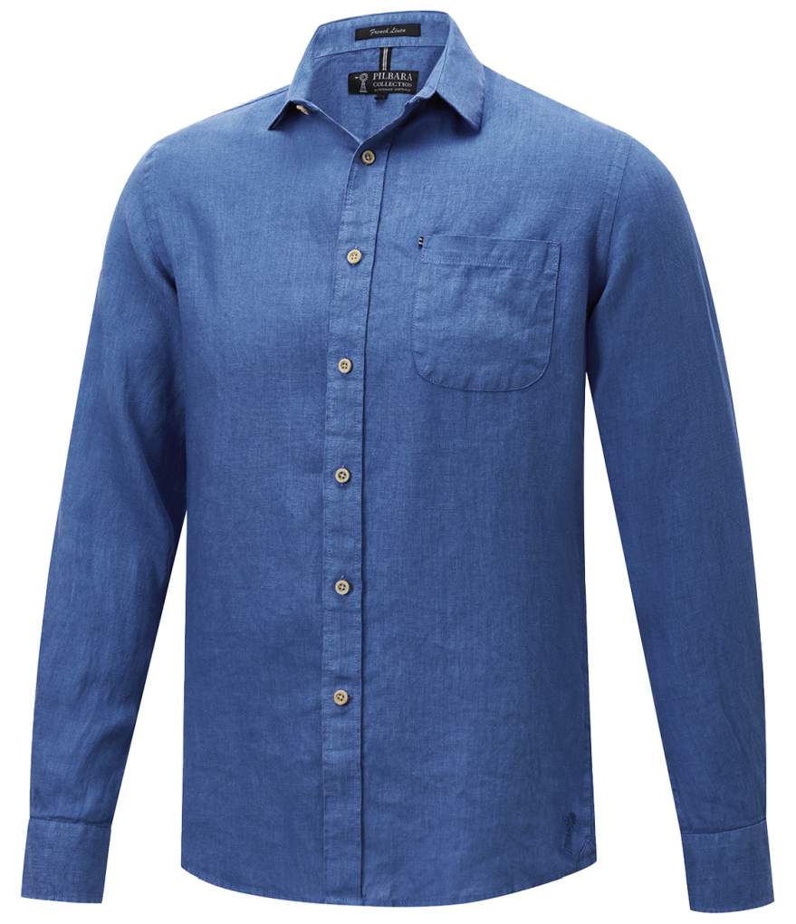Ritemate Pilbara Mens Linen Shirt Deep Blue
