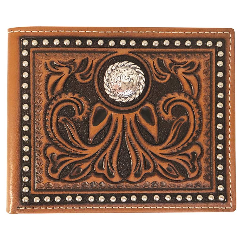 Roper Bi-Fold Tooled Leather Tan Wallet