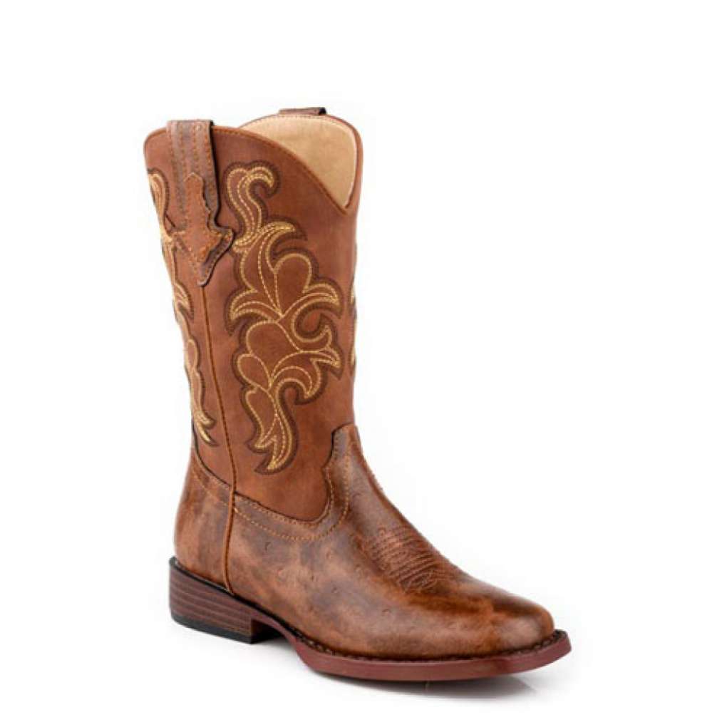 Roper Kids Quills Cognac Ostrich Print/Cognac