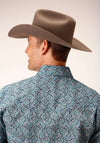 Roper Mens Amarillo Blue Paisley Shirt