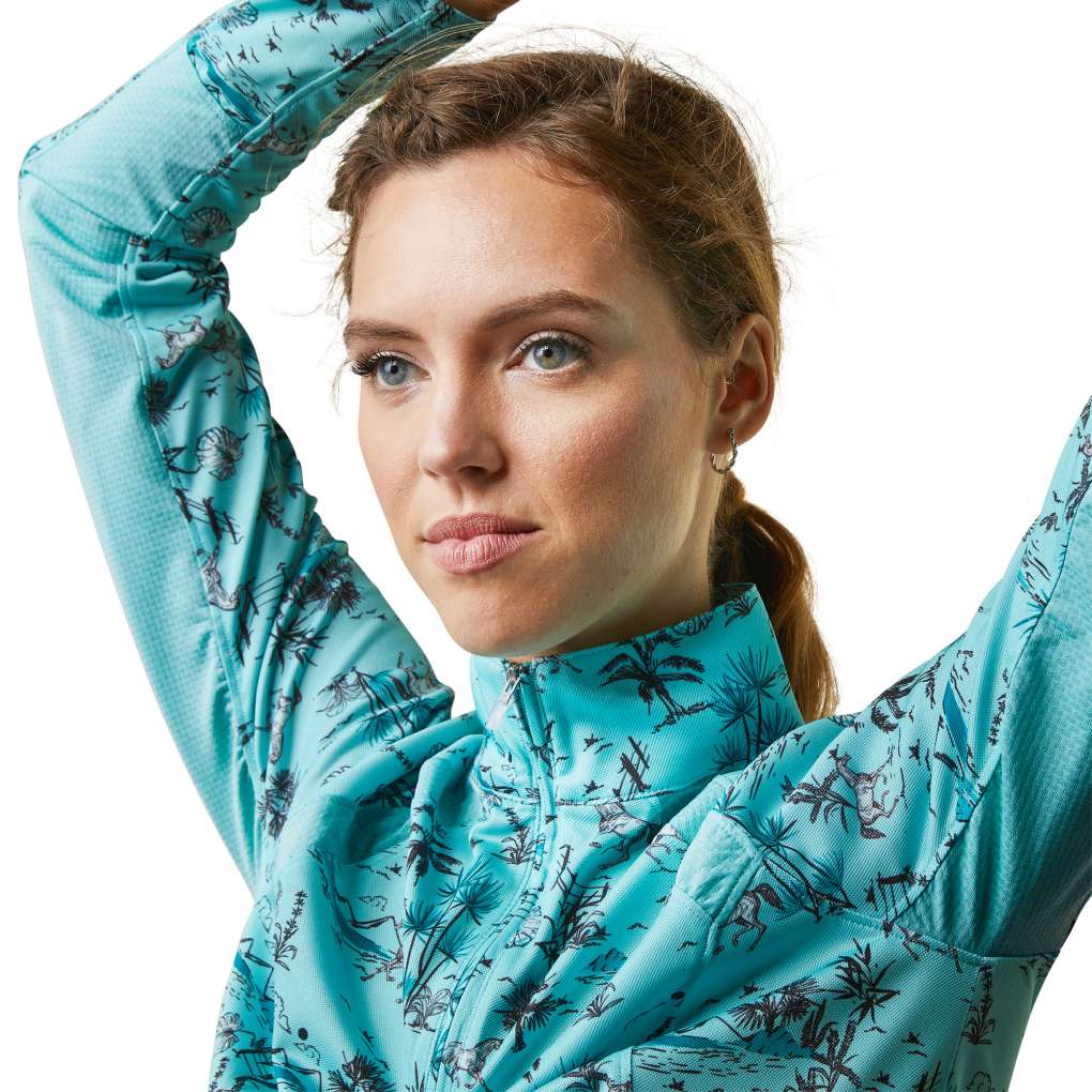 Ariat Ladies Sunstopper 2.0 1/4 Zip Blue Oasis