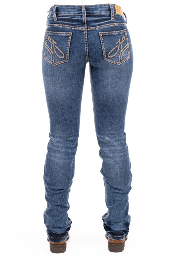 H &amp; H Mid Rise 35 Leg Beige Stitch Narrow Bootcut