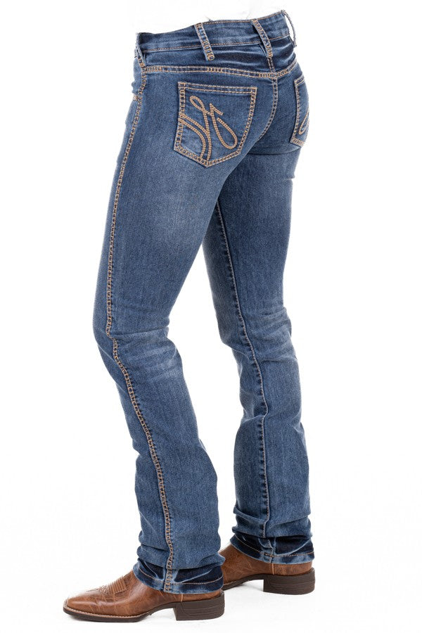 H &amp; H Mid Rise 35 Leg Beige Stitch Narrow Bootcut