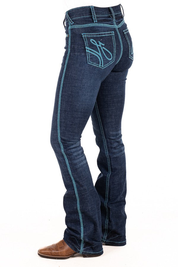 H &amp; H Ultra High Rise 38 Leg Turquoise Stitch