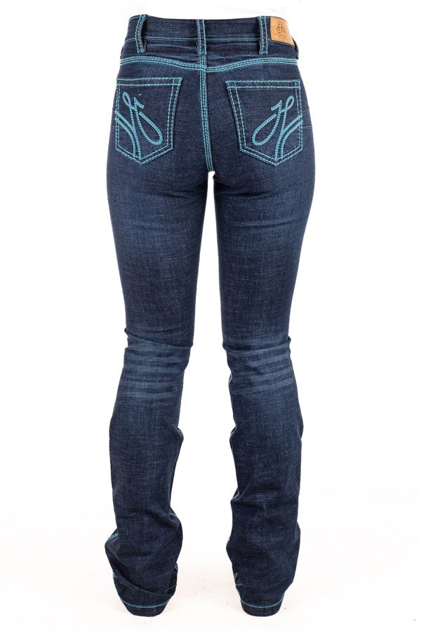 H &amp; H Ultra High Rise 35 Leg Turquoise Stitch