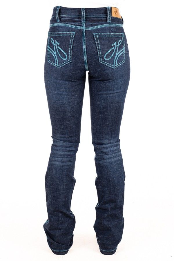 H &amp; H Ladies Nevada U/High Rise 38 Leg Turquoise Stitch