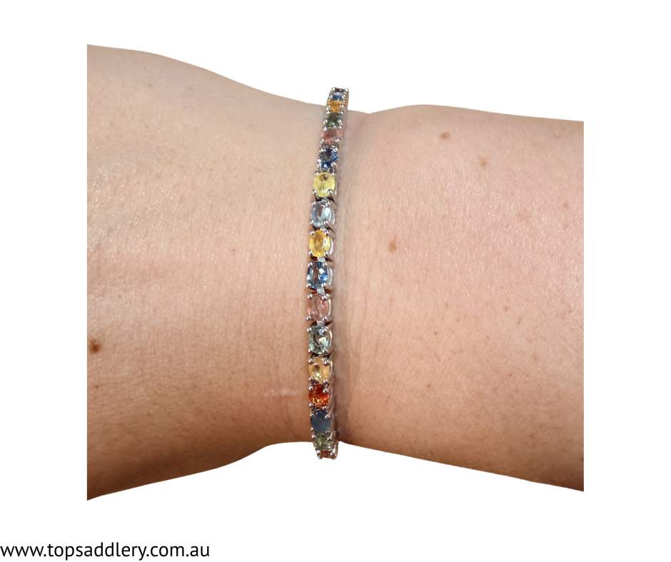 S&amp;S Lariat Bracelet Facet Multi Saphire Gemstone