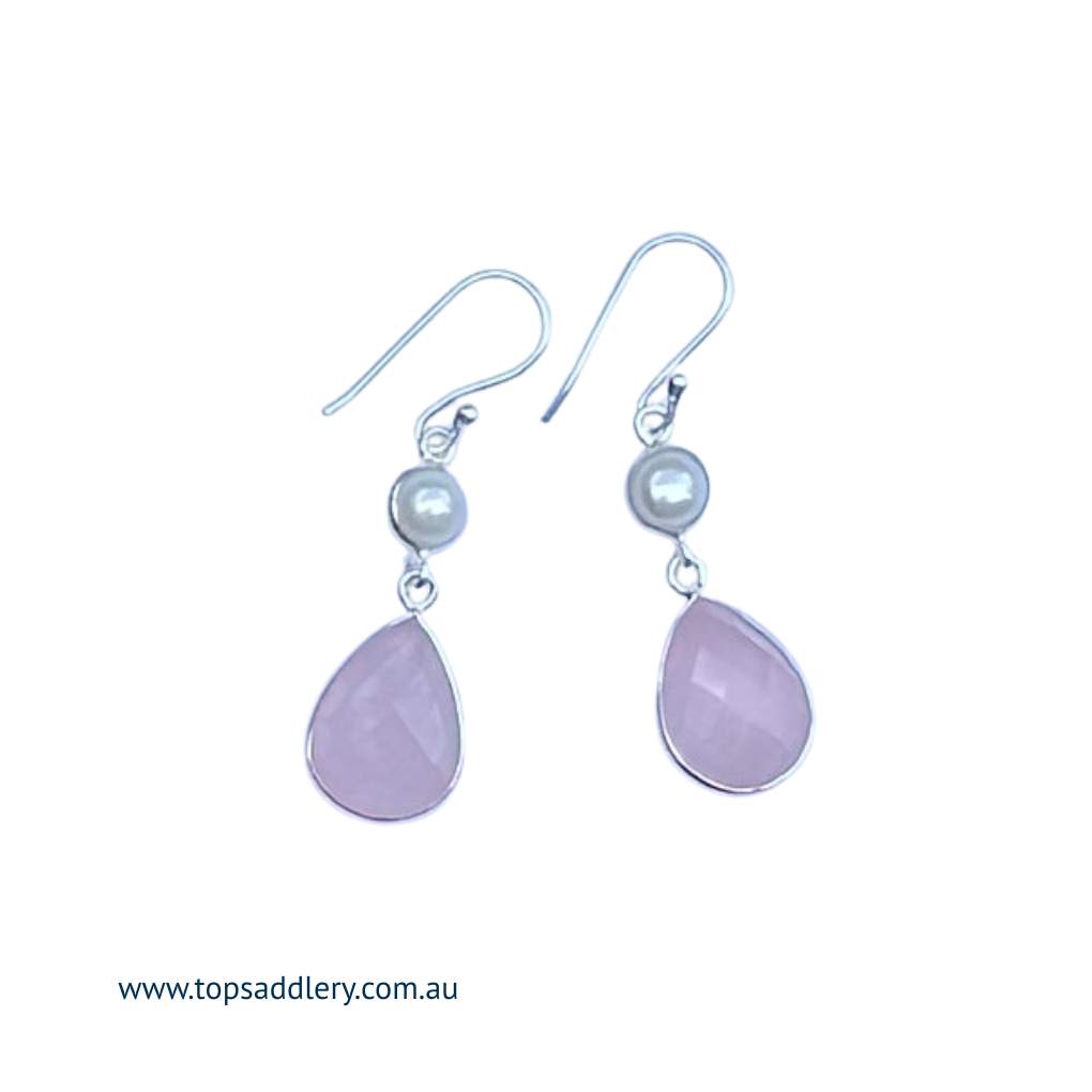 S&S Pearl & Rose Quartz Earrings 50mm