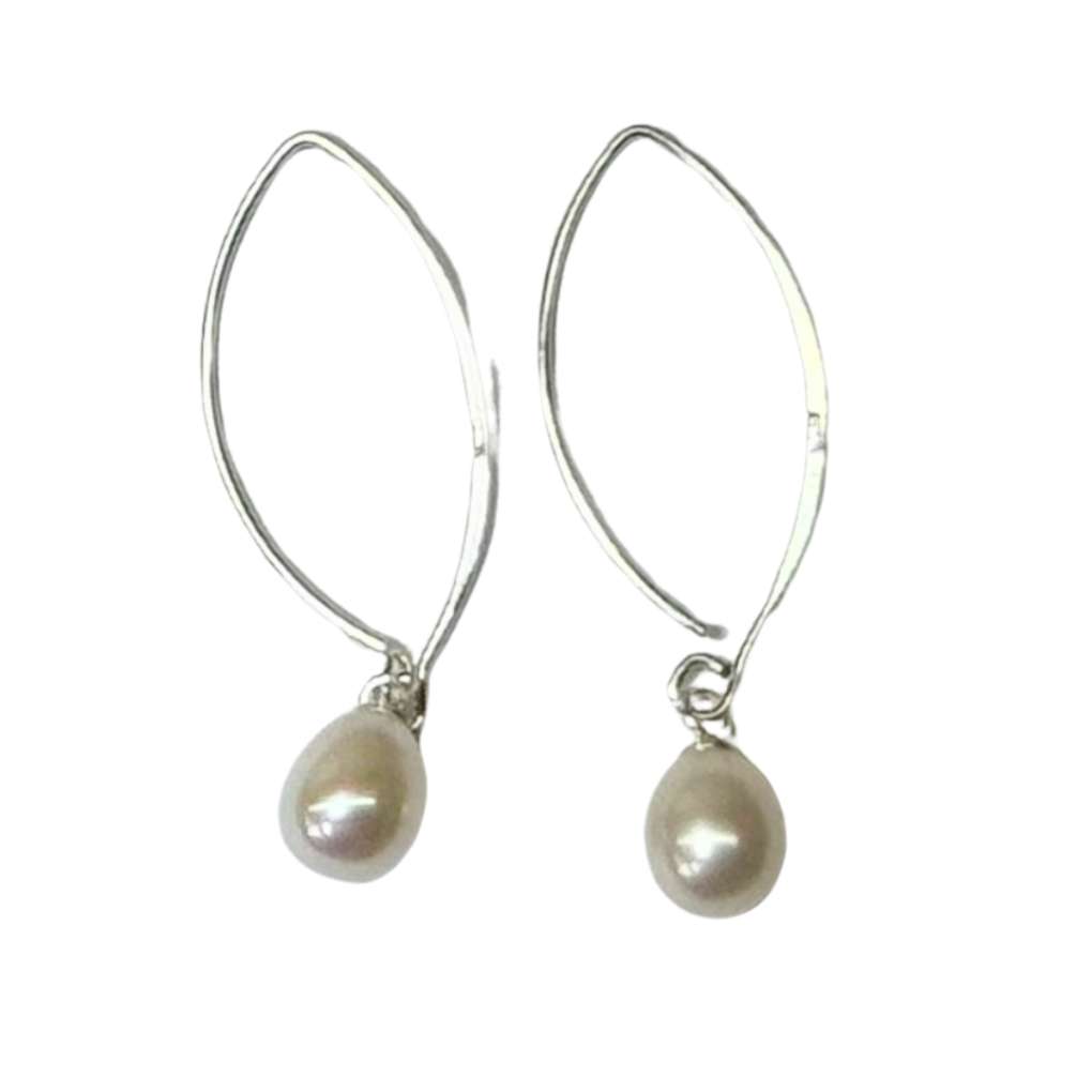 S&S Silver Pearl Earrings 4.5cm Drop
