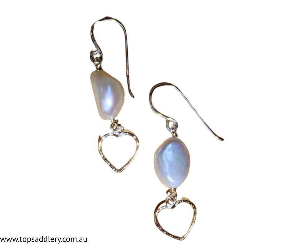 S&amp;S Pearl Heart Drop Earrings 40mm