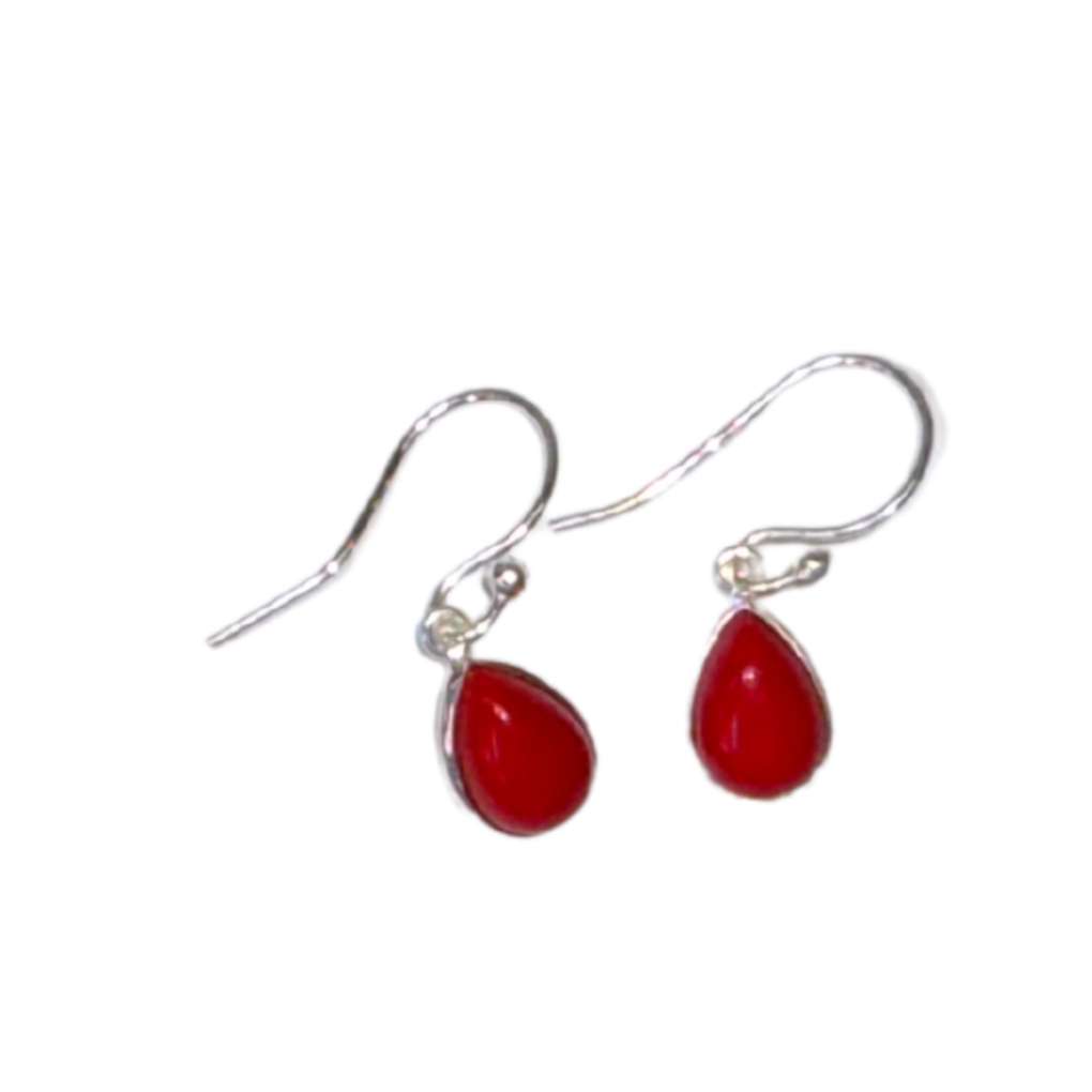 S&S Silver Red Coral Earrings