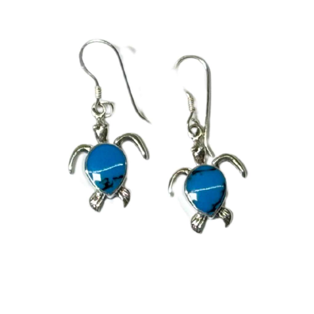 S&S Silver & Turquoise Turtle Drop Earrings
