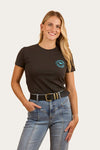 Ringers Western Ladies Signature Bull Tee Charcoal/Aqua