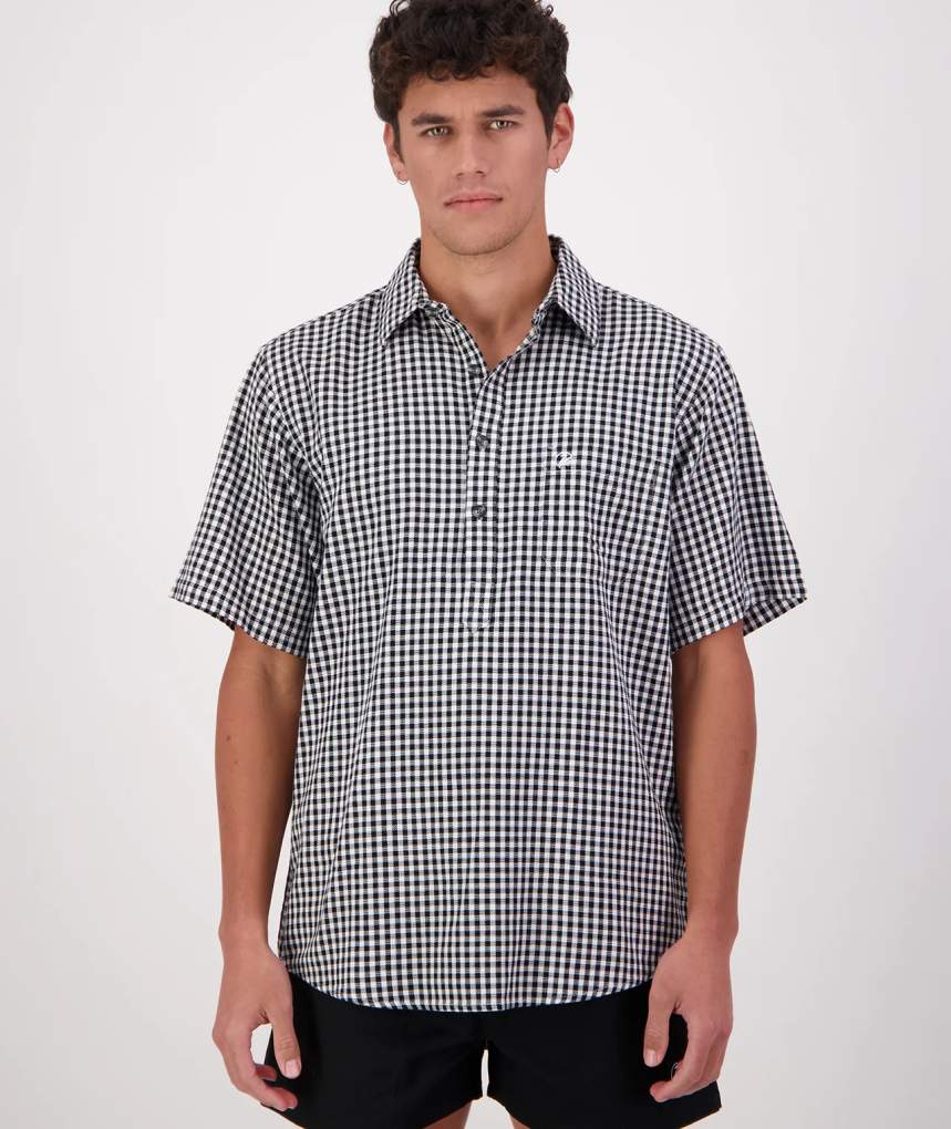Swanndri Mens Paihia Black/White Gingham Check S/S Shirt