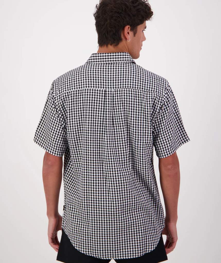 Swanndri Mens Paihia Black/White Gingham Check S/S Shirt