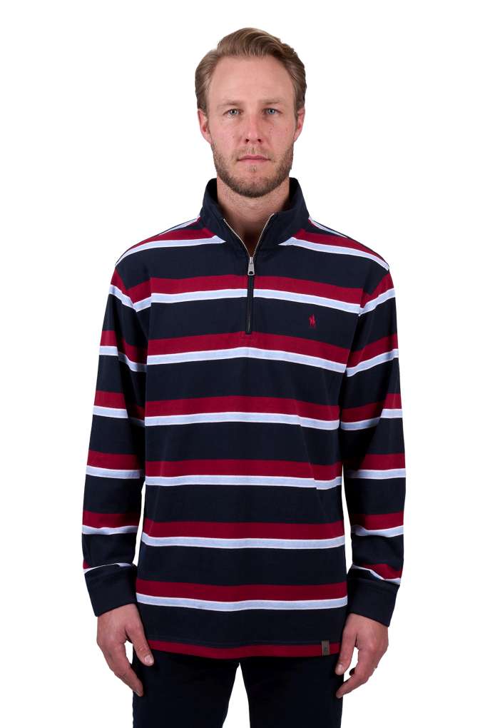Thomas Cook Mens Rick Striped 1/4 Zip Rugby