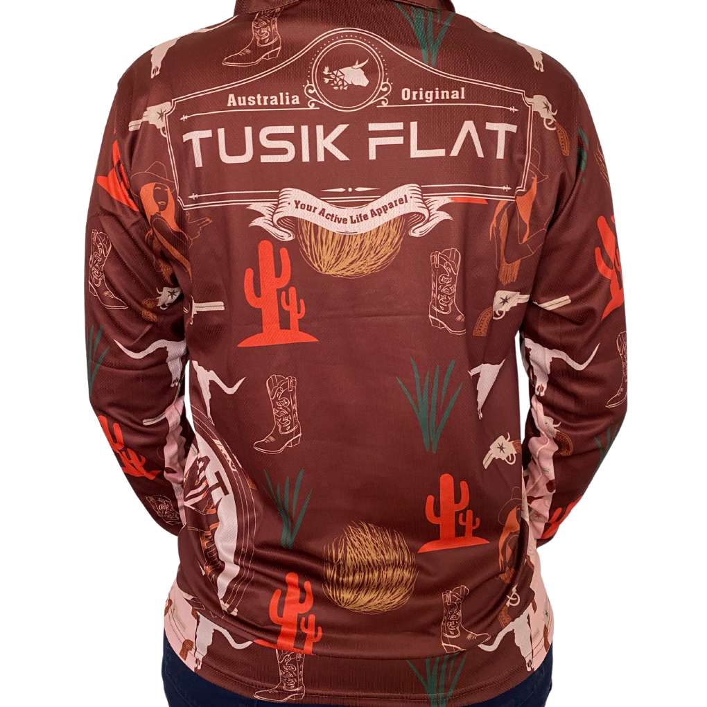 Tusik Flat Guns A Blaze Girl Fishing Shirt