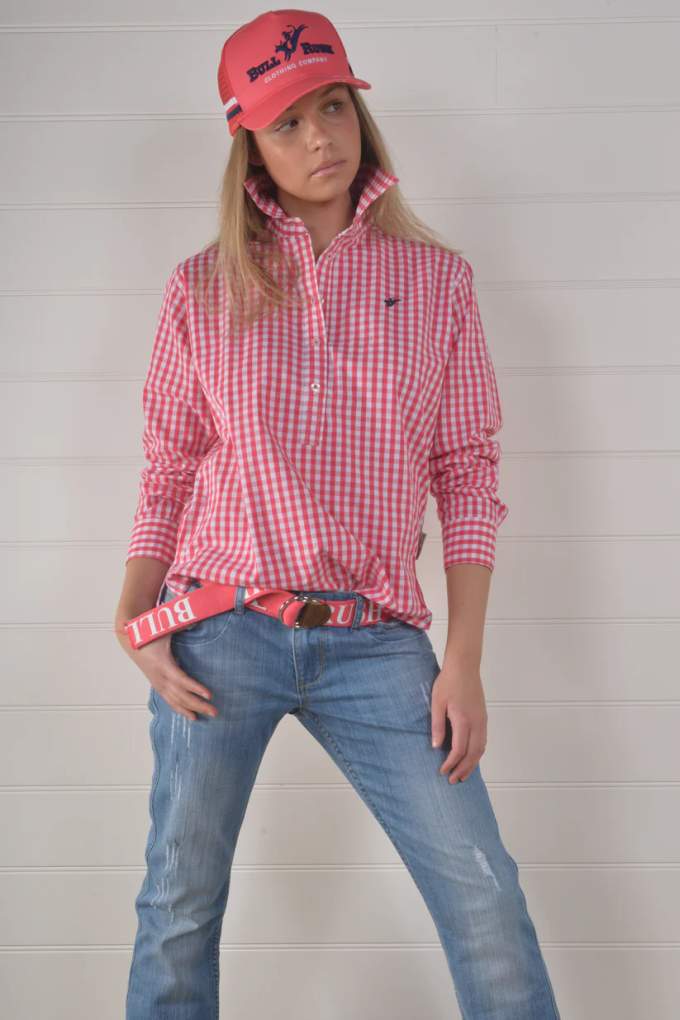 Bullrush Ladies Seascape Blair Gingham Check Shirt Pink