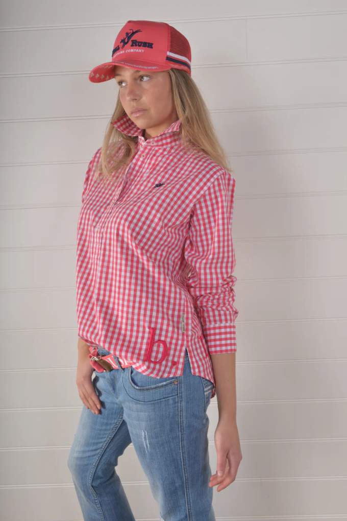 Bullrush Ladies Seascape Blair Gingham Check Shirt Pink