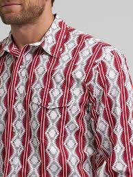 Wrangler Mens Checotah Western Aztec Stripe Shirt