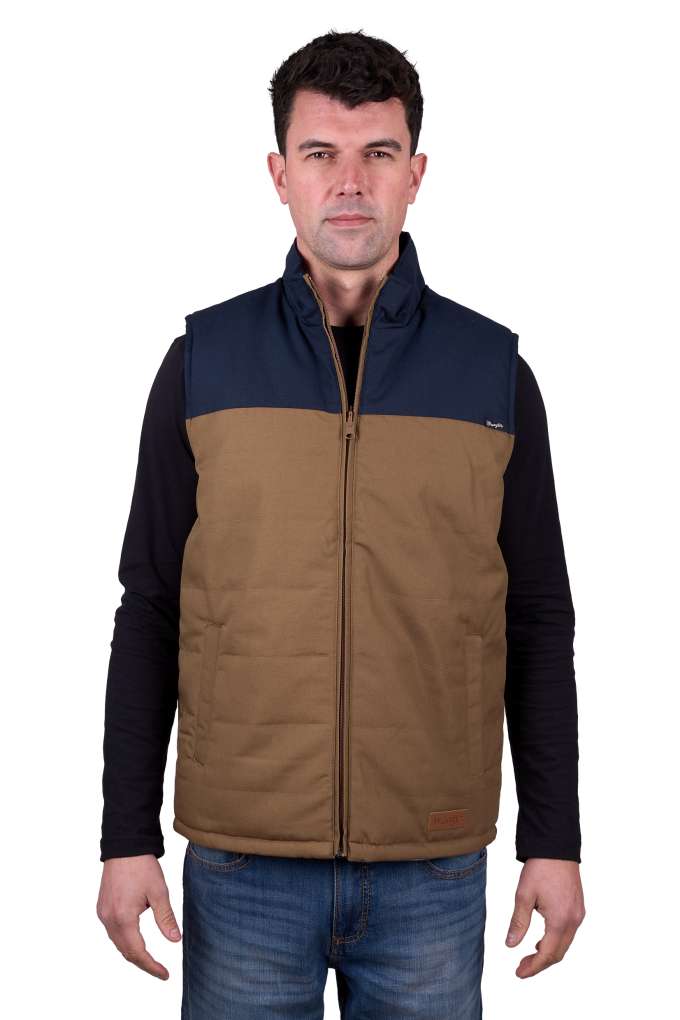 Wrangler Mens Koda Reversible Vest tan/navy