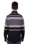Wrangler Mens Luke Stripe Rugby Black/Charcoal