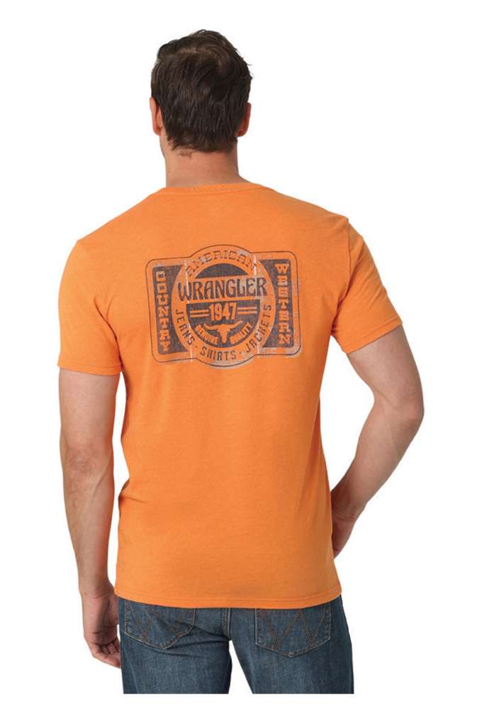 Wrangler Mens Vintage Belt Buckle Tee Harvest Pumpkin