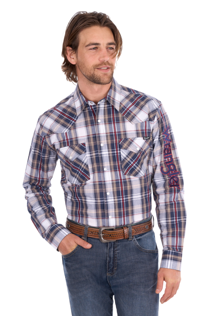Wrangler Mens Shaun Logo Plaid Shirt