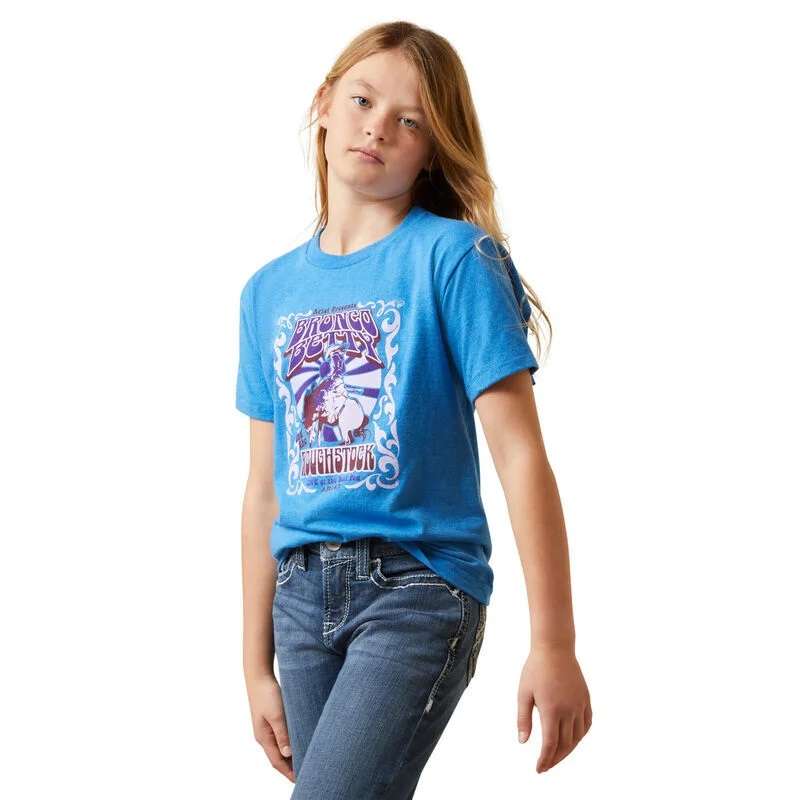 Ariat Girls Bronco Betty Tee Sea Blue Heather