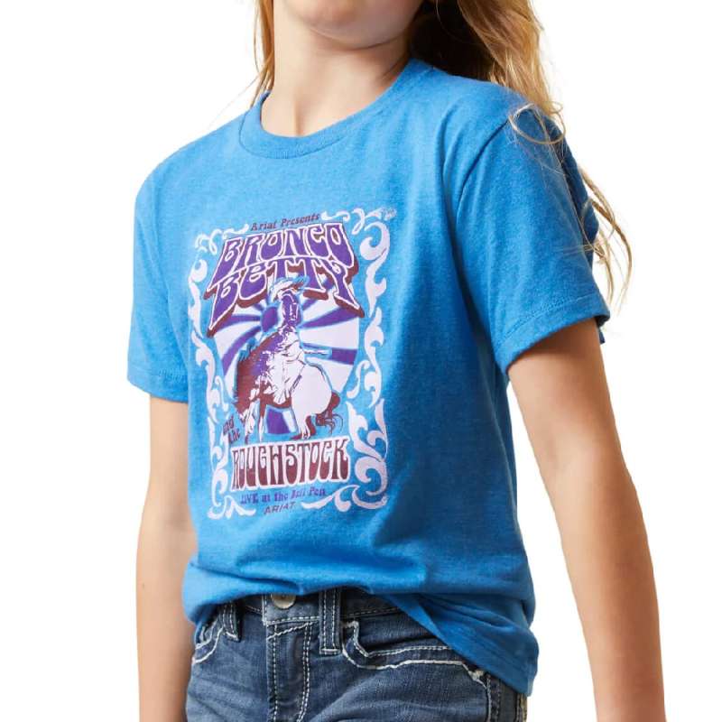 Ariat Girls Bronco Betty Tee Sea Blue Heather