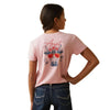 Ariat Girls Real Cool Cow Tee Coral Blush