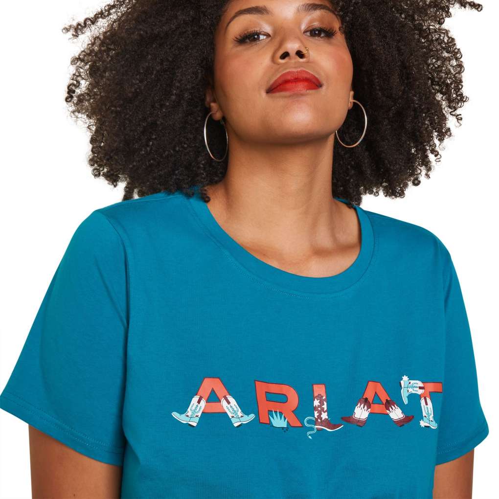 Ariat Ladies Real Boot Kickin Logo Tee Exotic Plume