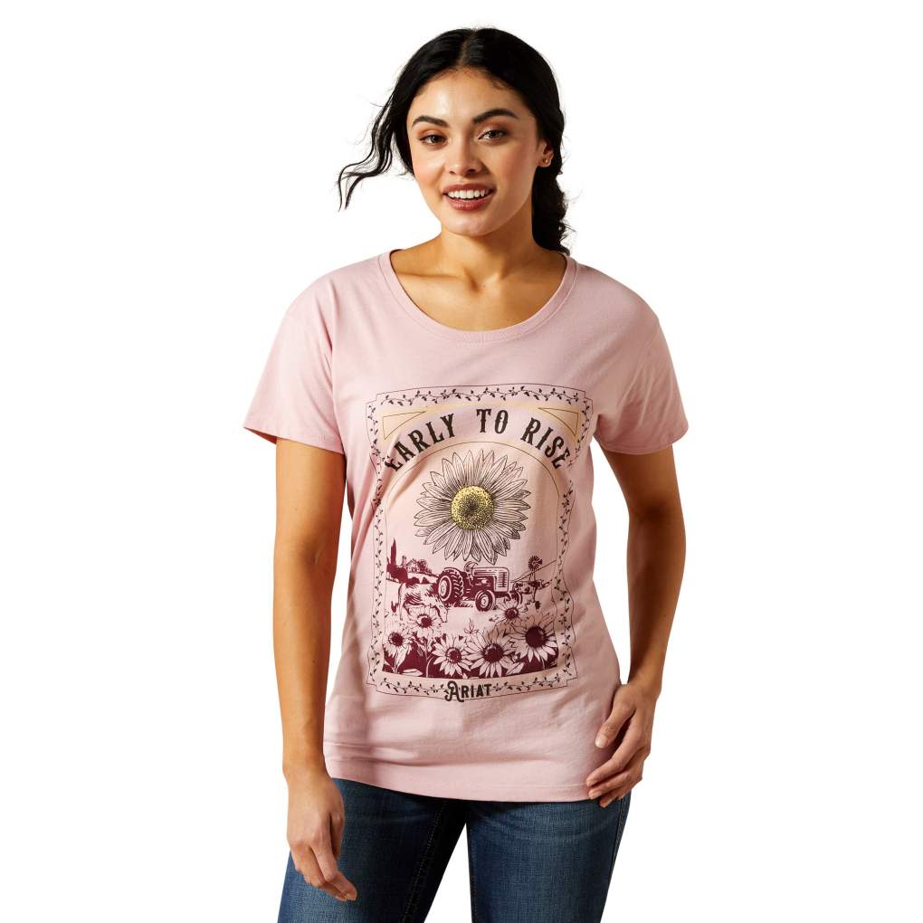Ariat Ladies Early To Rise Tee Dusty Pink