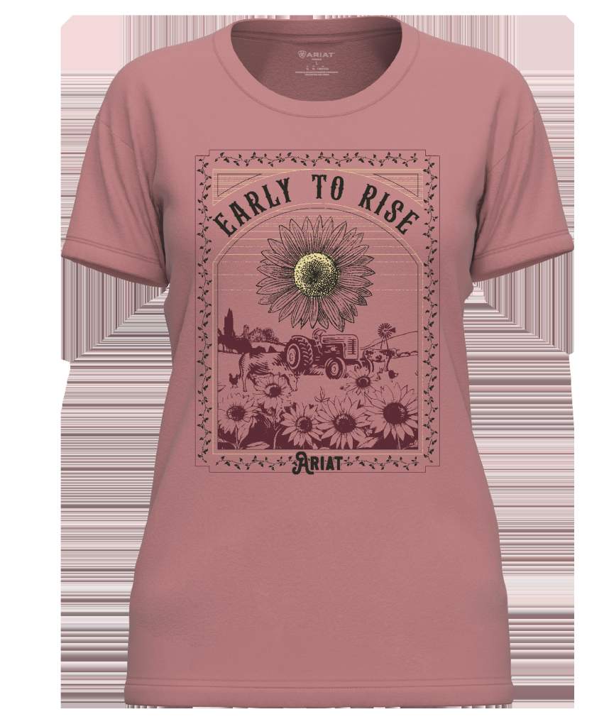 Ariat Ladies Early To Rise Tee Dusty Pink