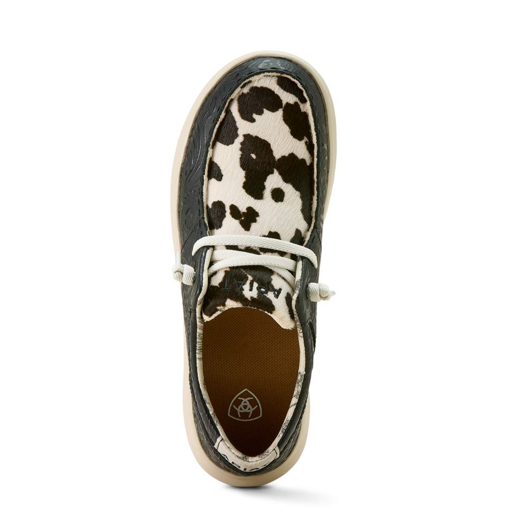 Arait Ladies Hilo Black Floral Emboss/Black &amp; White Hair On