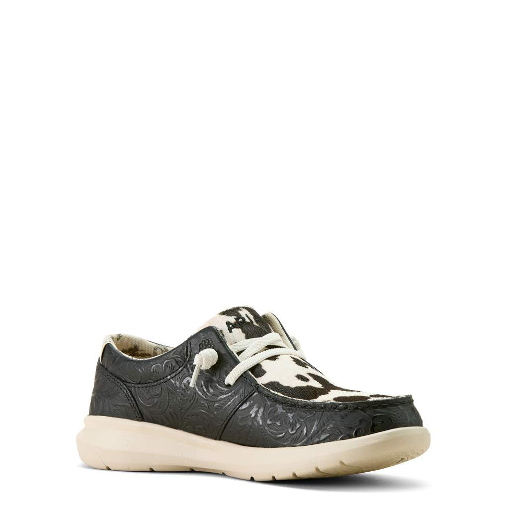 Arait Ladies Hilo Black Floral Emboss/Black & White Hair On