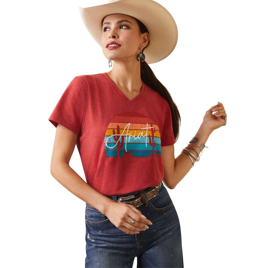 Ariat Ladies Real Horizon Tee Aura Orange Heather