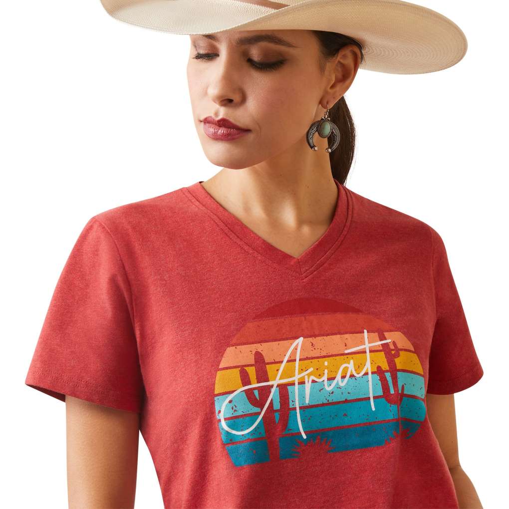 Ariat Ladies Real Horizon Tee Aura Orange Heather