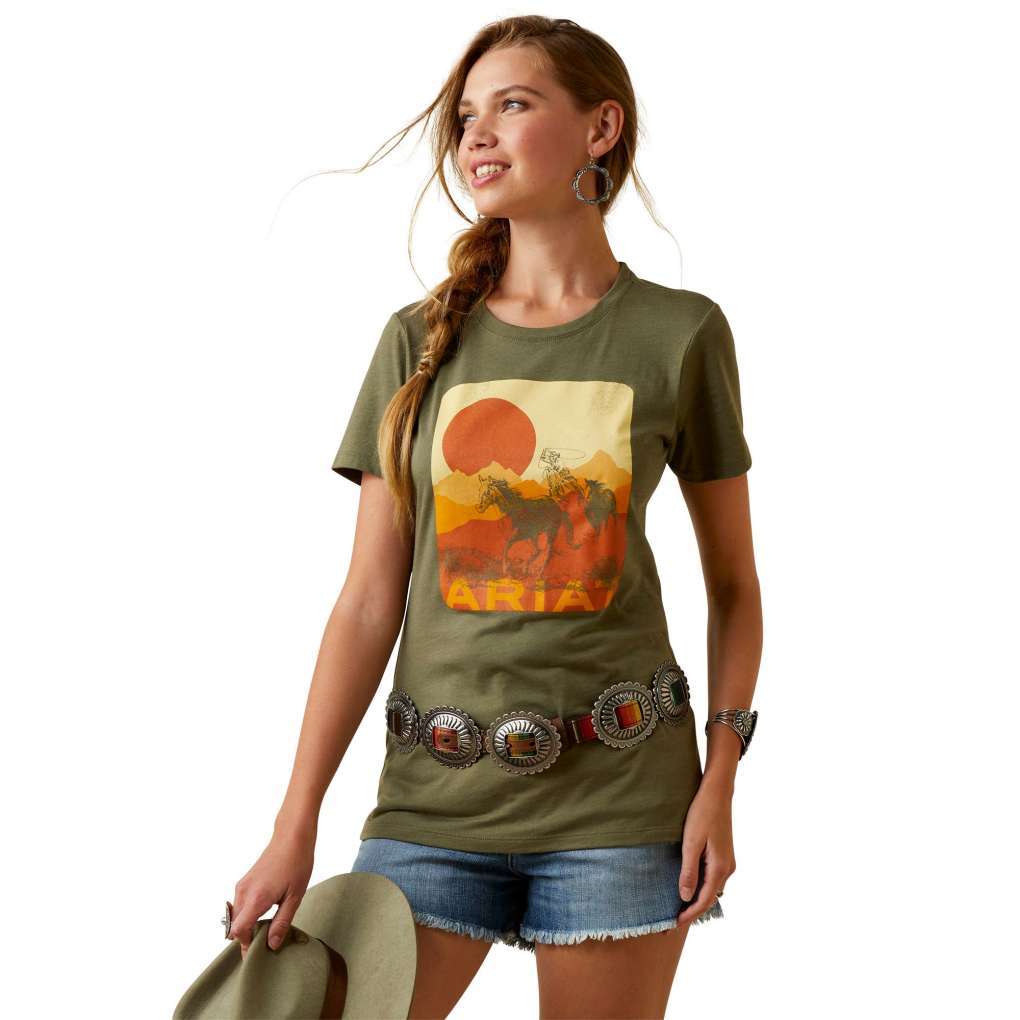 Ariat Ladies Mustang Fever Tee Military Heather